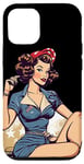 Coque pour iPhone 12/12 Pro Retro Patriotic Pin-up Vintage USA Flag American Beauty Girl