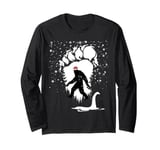 Funny Bigfoot Christmas Loch Ness Santa Hat Snowflakes Xmas Long Sleeve T-Shirt