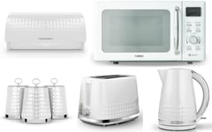 Tower Solitaire White Kettle Toaster T24041WHT Digital Microwave & Storage Set