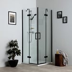 Cabine De Douche Noire Mate 70X70 Avec Portes Battantes Sans Cadre London