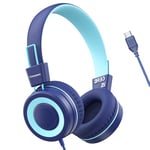 Cowyawn Casque USB Type C pour Enfants pour l'école, Casque Filaire pour Tout-Petits, Volume limité à 94 DB, Son stéréo HD, Casque Filaire Supra-auriculaire léger et Pliable pour Enfants/Adolescents