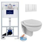 Pack Bâti-support ViConnectPro + wc Porcher sans bride + Abattant + Plaque Blanche - Villeroy&boch