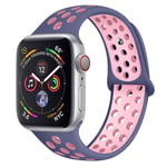 Bracelet Sport en Silicone Bicolor Remplacement pour Apple Watch Series 5 / 4 44mm - Bleu&Rose (Taille L)