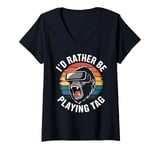 Womens Gamer VR Headset Gorilla Monkey Ape Playing Tag Funny Gaming V-Neck T-Shirt