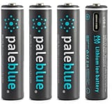 Pale Blue Li-ion Rechargeable AA Battery4 pack med 1 USB-4x USB-C ladekabel