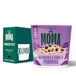 MOMA - Blueberry & Vanilla Porridge Pot - 65g x 8 - Made with British Wholegrain Jumbo Oats • High in Fibre & Protein • Ready in 3 Minutes • Contains Real Fruit • No Added Sugar