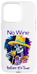 Coque pour iPhone 15 Pro Max Squelette coloré buvant du vin effrayant connaisseur enologue