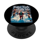 Festive Sentiers Frosty Tales Santa Christmas en raquettes PopSockets PopGrip Adhésif