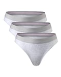 DANISH ENDURANCE Lot de 3 Strings en Coton Bio Stretch, Tanga Doux et Confortables, pour Femme, Gris, X-Small