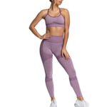 Women's Yoga Outfits Sports Bra With Padded 2 Pcs High Waisted Yoga Pants Leggings Yoga Gym Activewear Set Gym Clothes Sets Tracksuits Light purple-S