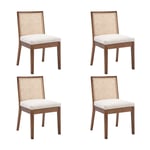 Wahson Office Chairs - Chaise de Salle à Manger Lot de 4 en Rotin et Bois Chaise Salle à Manger Rétro en Bois Massif Chaise de Cuisine Moderne, Noyer