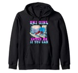 Skiing Kids SKIING GIRL CATCH ME IF YOU CAN Funny Zip Hoodie