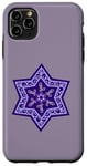 Coque pour iPhone 11 Pro Max Mandala violet étoile de David pour Hanouka, Yom Ha'atzma'ut