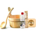 Pack pour sauna Seau/louche Sablier Harvia Eucalyptus Thermomètre