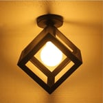 Wottes - Plafonnier Industriel en Métal Cube Lampe de Plafond Abat-jour Lustre Suspension pour Salon Café Noir - Noir