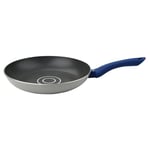 Tasty 678515 Poêle à induction 28 cm avec doseur d'huile, poêle à frire, poêle de cuisine tous feux, poêle à induction, poêle, Aluminium pressé, Polyester silicone, Greblon® C3, Gris, Bleu, 28 x 6 cm