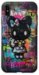 Coque pour iPhone XS Max Graffiti gothique noir Kitty Hello Halloween Print