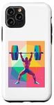 Coque pour iPhone 11 Pro Musculaire Guy Overhead Pressing a Massive Barbell