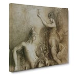 Hesiod And The Muse by Gustave Moreau Classic Painting Canvas Wall Art Print Ready to Hang, Framed Picture for Living Room Bedroom Home Office Décor, 14x14 Inch (35x35 cm)