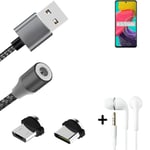 Data charging cable for + headphones Samsung Galaxy Quantum 3 + USB type C a. Mi