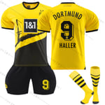 23/24 Ny säsong Hem Borussia Dortmund FC HALLER Nr 9 Barn Jersey-paket Barn-24