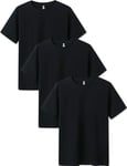 LAPASA Lot de 3 Maillots de Corps Homme Uni en Coton de Qualité Manches Courtes T-Shirt Doux et Confortable M05 Col Rond, Noir XL