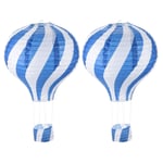 2Pcs 14x12in Rainbow Wavy Stripes Hot Air Balloon Paper Lantern, Blue