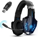 PHOINIKAS Wireless Gaming Headset, 2.4Ghz Wireless Headphone, USB Dongle for Ps4
