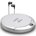 Lenco CD-201 - Lecteur CD portable Walkman - Diskman - CD Walkman - Fonction MP3 - Antishock - Avec écouteurs et câble de chargement micro USB - Argent