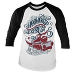 Hybris All Aboard The Hogwarts Express Baseball Long Sleeve Tee (White-Black,M)