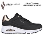 Skechers Womens Trainers Memory Foam Uno Golden Air Black Lace Up Ladies Shoes