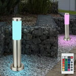 Lampe d'extérieur argent lampadaire de jardin lampadaire de chemin d'accès lampe de terrasse en acier inoxydable, télécommande dimmable, rgb led 8,5W