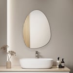 S'afielina - Miroir mural asymétrique 75×55cm, Miroir sans cadre avec bords lisses pour la décoration, idéal pour le salon, la chambre à coucher, le