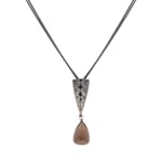 Sterling Silver Black Rhodium Smokey Quartz Dropper Necklace D