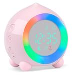 Ayybboo Alarm Clock for Kids Digital Sunrise Simulator Alarm Clock Bedside Mains Powered for Girls Boys Bedroom LED Silent Alarm Clock (Pink)