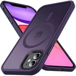 Anqrp Kada Seriesr Coque de Protection Compatible avec iPhone 11, avec MagSafe, Coque de Protection Mate translucide, de qualité Militaire, Angulaire, pour iPhone 11 6,1", Violet foncé