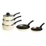 BLEND-DIVINE Home Aluminium Non Stick 5 Piece Pan Set - Cream