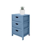 Meuble de rangement 3 tiroirs en polypropylène bleu Avion avec décoration tressée – Commode de rangement élégant pour chambre, cuisine, bureau, 39,5 x 38 x 63 cm, avec roulettes