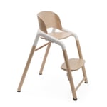 Bugaboo Giraffe Chaise haute, réglable en 1 sec, facile à nettoyer, design hollandais robuste, adaptée dès la naissance en combinaison avec le kit nouveau-né (vendu séparément), Bois neutre/Blanc