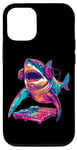 Coque pour iPhone 14 Party Shark Disco DJ avec illustration de platine casque