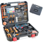 Valise a Outils Tout en 1 - 108 Outils et Accessoires - 1 Perceuse / Visseuse / Devisseuse Rechargeable - Fishtec