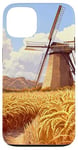 iPhone 13 Wheat Fields With Windmills Landscape Vintage Graphic Case