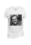 T-Shirt Homme Col V Jack Nicholson Acteur The Shining Photo Noir Et Blanc Cinema