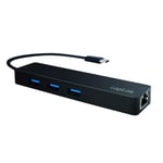 LogiLink UA0313 Slim USB 3.0 Hub Black 3-Port + Gigabit LAN USB 3.1 3-Port + Gig