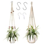 Lot De 2 Cintres pour Plantes, Panier De Jardinière Suspendu en Macramé D'intérieur avec Perles en Bois, Cintre Décoratif en Macramé pour Décoration D'intérieur avec 4 Crochets