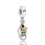 shangwang Silver Lucky Cat Lion Safety Chain Crown Owl Pendant Fits Pandora Charm Bracelet Diy Women's Original Beading Z374