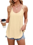 iChunhua Swing Vest Tops for Women UK Smart Long Sleeveless Top Solid Color Ladies Long Cami Top Yellow 2XL