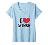 Womens I Love Minsk V-Neck T-Shirt