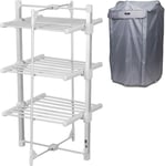 GlamHaus Electric Heated Clothes Airer Dryer Indoor Foldable Horse Rack 3 Tier