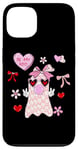 Coque pour iPhone 13 Be My Boo Ghost avec des cœurs et des fleurs